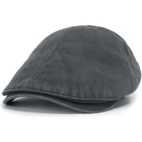ililily Washed Cotton Flat Cap Cabbie Hat Gatsby Ivy Irish Hunting Newsboy Stretch Big Hat