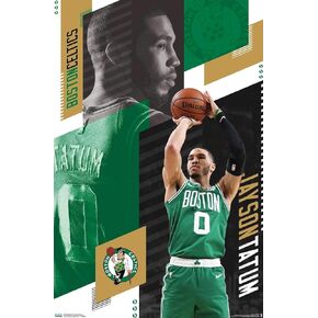 Trends International NBA Boston Celtics - Jayson Tatum 19 Wall Poster, 14.725" x 22.375", Barnwood Framed Version