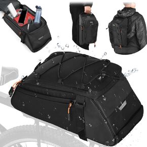 LIXADA 10L Reflective Bicycle Rear Rack Bag 4-in-1 Waterproof Bike Saddle Bag Bike Rear Rack Pouch with Shoulder Strap Cycling Bicycle Saddle Panniers Lightweight Compact for Traveling Commuting