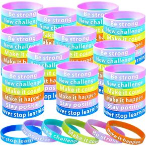 Inspirational Rubber Bracelets Colored Inspirational Wristbands for Kids Students Party Supplies