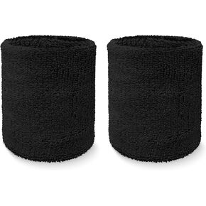 COUVER 4" Tall Wrist Sweatband - Plain Solid Color Soft Cotton Terry Cloth Sport Wristband 1 Pair
