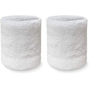 COUVER 4" Tall Wrist Sweatband - Plain Solid Color Soft Cotton Terry Cloth Sport Wristband 1 Pair