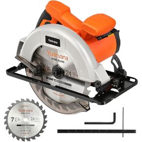 Yunirvana 11 Amp Corded Circular Saw with Circular Saw Blade, 6000RPM, Adjustable Cutting Depth, 7-1/4 Inch Blade, Ideal for Wood and Plastic Cuts, Professional Carpentry Tool for Precision Cutting