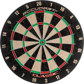 Accudart Classic Bristle Dartboard - Official Size 18" x 1.5" - Self-Healing Genuine Bristle Sisal - Staple Free Bullseye - Ideal for Steel Tip Darts
