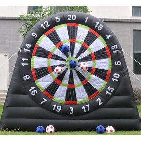 V-infla Giant Outdoor Inflatable Soccer Darts Board with 8pcs Soccer Ball &350W Blower for Kick Dartboard Sport Game(10ft Tall, Black)