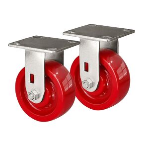 5"x2" Heavy Duty Casters- Industrial Caster Solid Polyurethane Wheel Capacity up to 1000 Lb. Use for Bakery, Hospitals, Pharmaceutical Labs (1 Rigid)