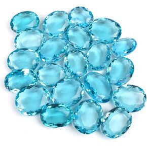 GEMHUB Wholesale Set of 4 Piece 200 Ct Sparkling Swiss Blue Topaz Faceted Gemstone Oval Shape Jewelry Making Loose Gemstones Beads