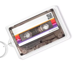 Retro Cassette Tape Keychain with QR Code Link to Your Song | Acrylic Key Chain, Birthday Gift for Music Lover and Men, Valentines Day Gift, Transparent 5 * 7.1cm