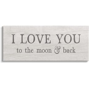 لوحة فنية جدارية من القماش من شركة Stupell Industries Love You To Moon & Back عبارة، من تصميم Yass Naffas Designs