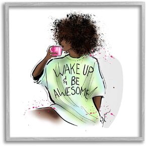 Stupell Industries Wake Up Be Awesome Phrase Framed Wall Art, Design by Alison Petrie