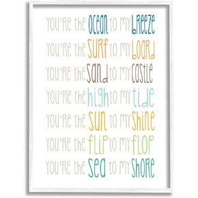 Stupell Industries Nautical Romantic Beach List Framed Wall Art, Design by Alli Rogosich