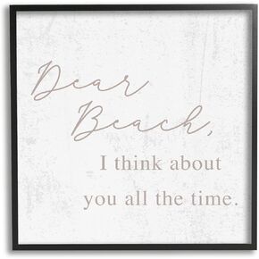 Stupell Industries Dear Beach I Think About You Phrase Framed Wall Art, Design by Lil' Rue