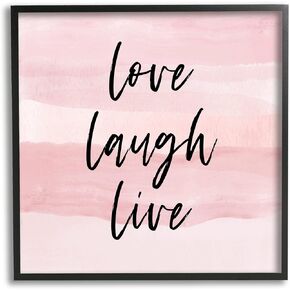 Stupell Industries Pink Love Laugh Live Phrase Framed Wall Art, Design by Martina Pavlova