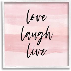 لوحة فنية جدارية مؤطرة بعبارة حية من Stupell Industries Pink Love Laugh، تصميم بواسطة Martina Pavlova in Kuwait