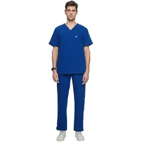 Uniforms World Trey Scrubs Set for Men — Classic V-Neck Stretch Top & Straight Pants Yoga Waistband