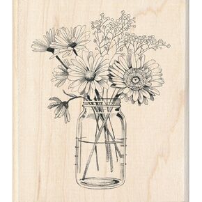 Inkadinkado Floral Mason Jar Mounted Rubber Stamp for Card Making and Scrapbooking, 3.5'' x 4''