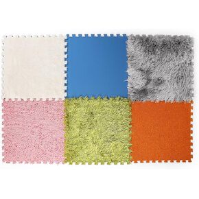 Edusense 11.8“X11.8 Foam Mats for Kids, 6 Pcs Sensory Play Path Puzzle Mats Floor Carpets Squares Tiles, Colorful Sensory Mats for Floor with Tactile Stimulation,Calming Sensory Toys