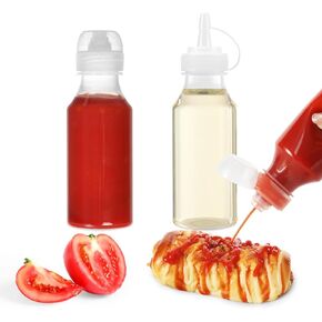 VOOCAT Condiment Squeeze Bottles,8oz BPA-Free Squeeze Bottle with Flip Top Cap, Condiment Squeeze Bottle, Ketchup Dispenser, Salad Dressing Bottle, for Condiments, Oil, Icing, Set of 2