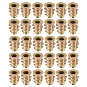 uxcell Furniture Threaded Insert Nuts Zinc Alloy M6 Internal Threads 10mm Length 30pcs