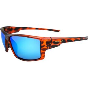 Islander Eyes Belize Polarized Sunglasses for Men or Women Sporty Wraparound Tortoise Frame w/Blue Mirror Lens