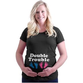 Brisco Brands Womens Maternity Double Trouble Twins Expecting T Shirt Tee