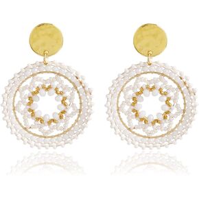 A Golden Cloud Colorful Beaded Earrings For Women Trendy Fashion Rainbow Cute Statement Dangling Christmas Earrings For Women 1.57 Inches