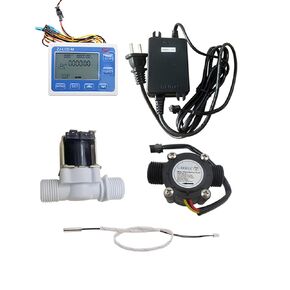 Digital LCD Display Quantitative Controller Water Control + 3/4" Hall Effect Flow Sensor Flowmeter + 3/4" Solenoid Valve N/C Normally Closed +24V Power