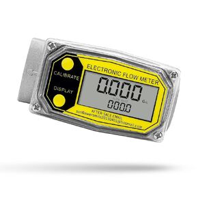 CGOLDENWALL 1-inch Digital Fuel Meter, Turbine Water Flow Meter with Two 1inch NPT Adapters, Gallon Flow Meter for Liquids with Flow Rate 2.5-26GPM, Inline Flowmeter for Diesel Kerosene Gasoline etc.