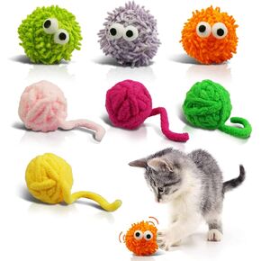 ألعاب كرة القطط من YFDB، كرات قطيفة بألوان متنوعة مع أجراس مدمجة (مجموعة من 7) شكلين وسبعة ألوان، ألعاب القطط للقطط الداخلية وكرات القطط للقطط الصغيرة للمضغ in Kuwait