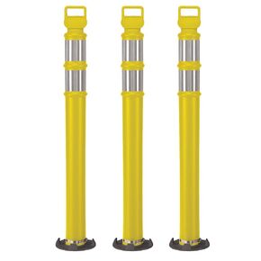 Cortina EZ Grab Delineator 45" Post, 4" HIP Collars with Permanent Base, 03-746YABC-3, Yellow, 3 Pack