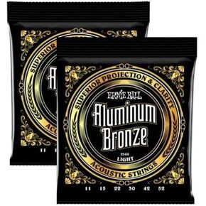 مجموعة أوتار جيتار صوتي خفيفة من الألومنيوم والبرونز من Ernie Ball 2568 - عبوتان