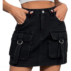 PEIHOT Womens Denim Mini Skirts Summer Low Waist Cargo Short Jean Skirt with Pockets 2024 Trendy Going Out Beach Outfits