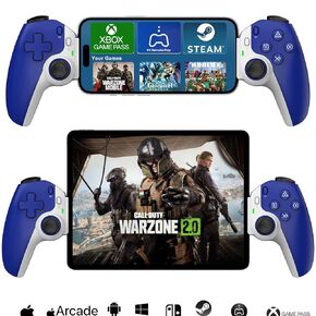 Megadream Wireless Controller for iPad, Tablet, iPhone/Android/PC/Switch/PS3/PS4 Gamepad Joystick with Turbo, Supports Mobile Cloud Game, Streaming on PS5/PS4/Xbox/PC, iPhone 15/14, COD, Blue