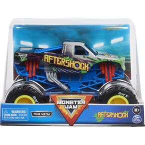 Monster Jam Official Aftershock Monster Truck - Aftershock Collector 1:24 Scale Die-Cast Vehicle - Chrome Rims and BKT Tread Tires For Use In All Playsets - Collectible For Fans & Birthday Parties