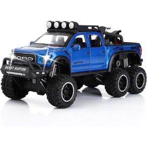 SASBSC Toy Pickup Trucks for Boys F150 Raptor Diecast Metal Model Car with Sound and Light for Kids Age 3 Year and up Blue