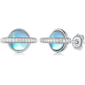 Moonstone Earrings 925 Sterling Silver Saturn Earrings Planet Earrings Birthday Jewelry Gifts for Women Girls