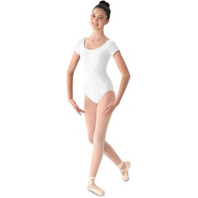 Mirella Women's Princess Seam Cap Sleeve Dance Leotard White Medium/Long