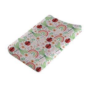 Spring Garden Dragonfly Changing Pad Cover Boho Retro Flowers Leaves Rainbow Diaper Changing Table Cover Sheets for Boy Girl Soft Breathable Stretch Fitted Baby Changing Pad Sheets Mats 32''x16''