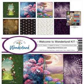 Reminisce Welcome to Wonderland Scrapbook Collection Kit,White, 12x12 inches