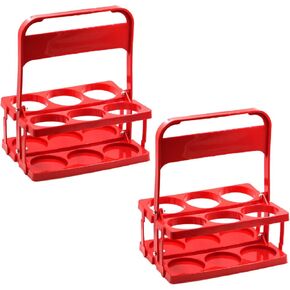 LONG TAO 2 قطعة حامل مشروبات بلاستيكي قابل للطي وقابل لإعادة الاستخدام وحامل زجاجات المشروبات وصينية حامل أكواب مع مقبض لتقديم الطعام والمطاعم والحفلات وتنظيم المطبخ (أحمر) in Kuwait