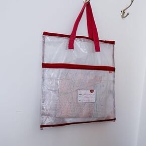 Madam Sew Project Bag - Craft Bag Organizer Tote with Handles, Two Pockets, See-Through Mesh, and Card Slot – Perfect for Quilting, Knitting, Stitching and Embroidery Projects Storage - 16"x16"