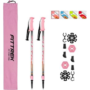 FitTrek Hiking Poles for Kids - Ultralight Nordic Walking Sticks - Telescopic Child Trekking Poles Collapsible 2 Pack