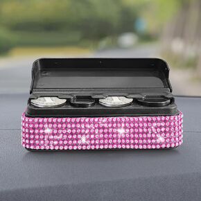 INSTOME Bling Coin Holder for Car,Bling Coin Change Organizer Compatible with Coins,Mini Coin Change Storage Box,Compatible with Most Car & Trucks (Pink, Coin Holder)