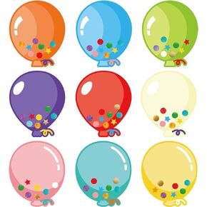 45 Pieces Colorful Balloons Cut-Outs, Balloon Accent Paper Cutout Bulletin Board Classroom Decoration Balloon Name Tag Label for Teacher Student Back to School Party Supplies, 5.3 x 6.3 Inch