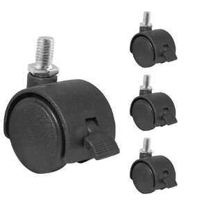 Litoexpe 4Pcs 1 Inch Plastic Caster Wheel, Black M8 x 15mm(Around 5/16"x 3/5") Swivel Stem Caster Wheel Workbench Caster for Cart, Furniture Wheels, with Locking Brake