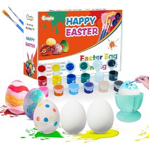 GLXPJU Easter Eggs Painting Kit-Reusable Paintable Eggs with Doodle Kit for Girls and Boys, DIY Toys with Egg Washer for Easter Decoration, Easter Gift for Children