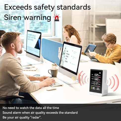 جهاز مراقبة جودة الهواء MXY، ثاني أكسيد الكربون الاحترافي والدقيق، TVOC، HCHO، عداد جسيمات الرطوبة ودرجة الحرارة، للمنزل، المكتب، المدرسة، الفندق، السيارة in Kuwait