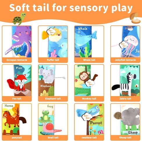 2PCS Baby Books - Montessori Toys Cute Animal Theme Baby Cloth Books 6 to 12 Months, Soft Stuffed High Contrast Crinkle Infant Sensory Toys, Boys&Girls Kids Early Learning Gifts in Saudi Arabia