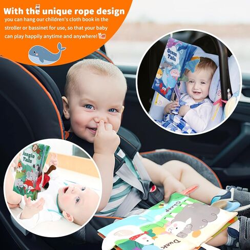 2PCS Baby Books - Montessori Toys Cute Animal Theme Baby Cloth Books 6 to 12 Months, Soft Stuffed High Contrast Crinkle Infant Sensory Toys, Boys&Girls Kids Early Learning Gifts in Saudi Arabia