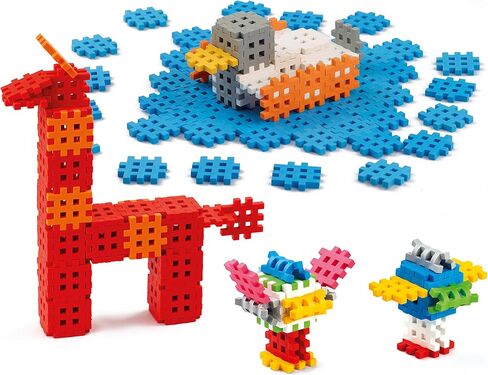 Mario-Inex Mini Waffle Block Construction Playset for Kids- 140 Rainbow Interlocking Puzzle Pieces- Improves Fine Motor Skills- STEM/STEAM Building Montessori Toys for Boys and Girls Ages 3+ in Saudi Arabia